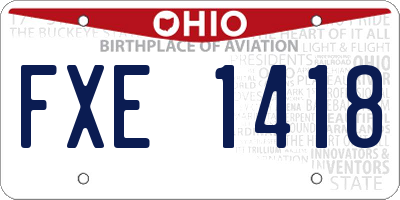 OH license plate FXE1418