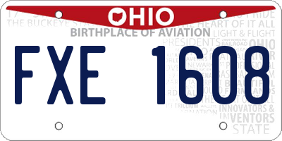 OH license plate FXE1608
