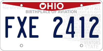 OH license plate FXE2412