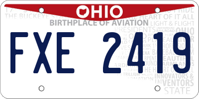 OH license plate FXE2419