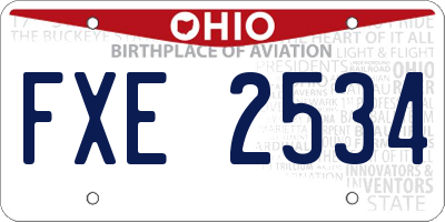 OH license plate FXE2534