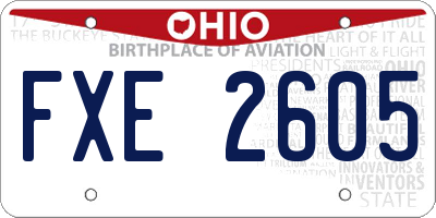 OH license plate FXE2605