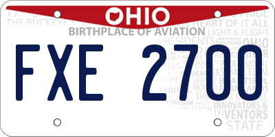 OH license plate FXE2700