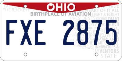 OH license plate FXE2875