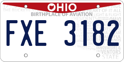 OH license plate FXE3182