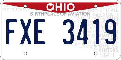 OH license plate FXE3419