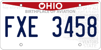OH license plate FXE3458
