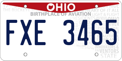 OH license plate FXE3465