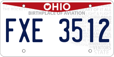 OH license plate FXE3512