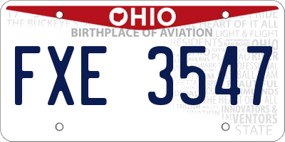 OH license plate FXE3547