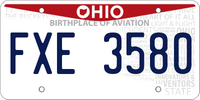 OH license plate FXE3580