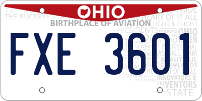 OH license plate FXE3601