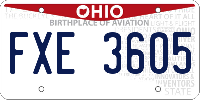 OH license plate FXE3605