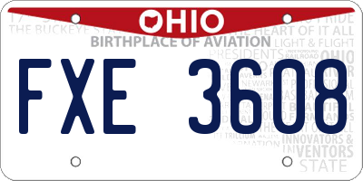 OH license plate FXE3608