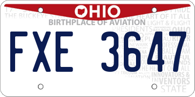 OH license plate FXE3647
