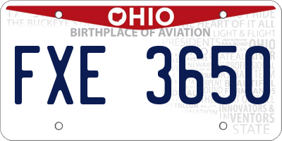 OH license plate FXE3650