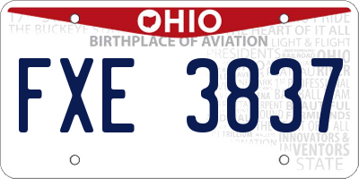OH license plate FXE3837