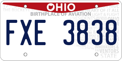 OH license plate FXE3838