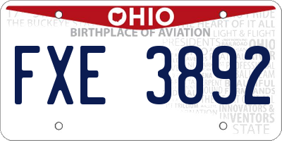 OH license plate FXE3892