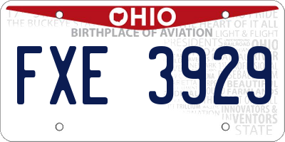OH license plate FXE3929