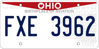 OH license plate FXE3962