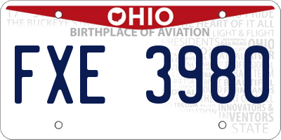 OH license plate FXE3980