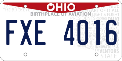 OH license plate FXE4016