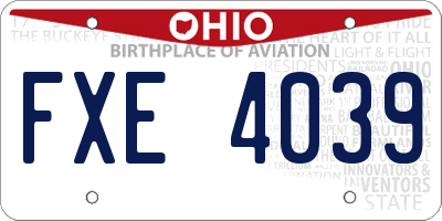 OH license plate FXE4039