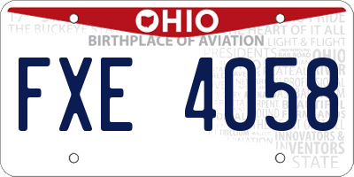 OH license plate FXE4058