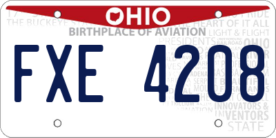 OH license plate FXE4208
