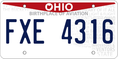 OH license plate FXE4316