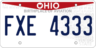 OH license plate FXE4333