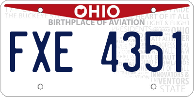 OH license plate FXE4351