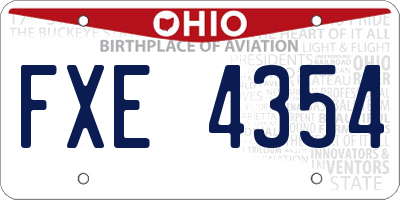 OH license plate FXE4354