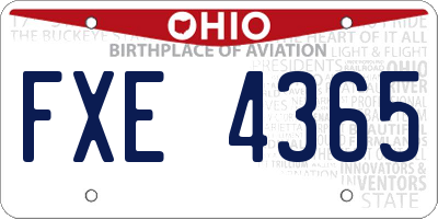 OH license plate FXE4365