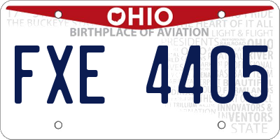 OH license plate FXE4405