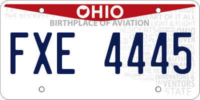 OH license plate FXE4445