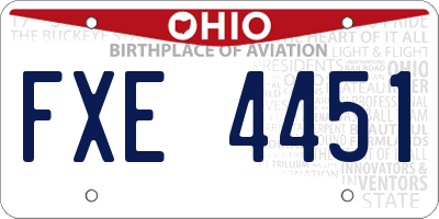 OH license plate FXE4451