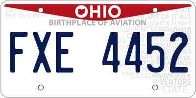 OH license plate FXE4452