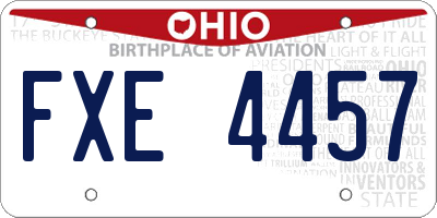 OH license plate FXE4457