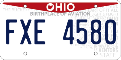 OH license plate FXE4580