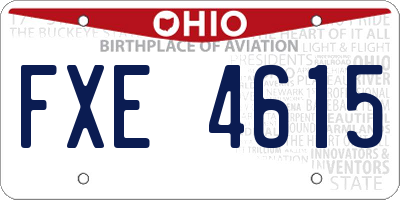 OH license plate FXE4615