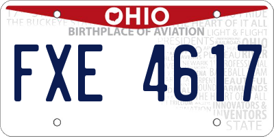 OH license plate FXE4617