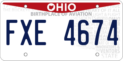 OH license plate FXE4674