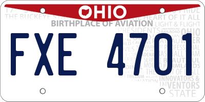 OH license plate FXE4701