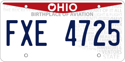 OH license plate FXE4725