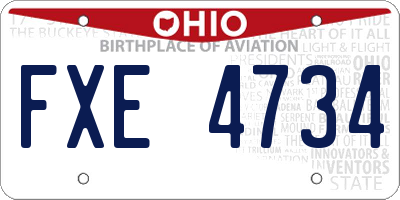 OH license plate FXE4734