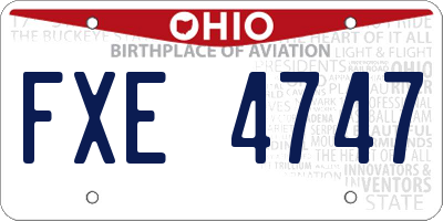 OH license plate FXE4747