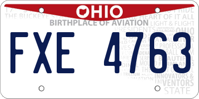 OH license plate FXE4763