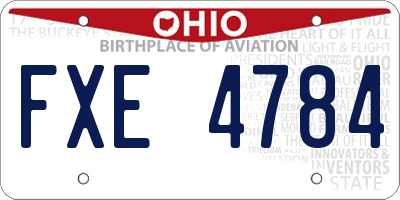 OH license plate FXE4784